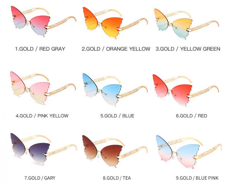 Harmtty Women's Butterflies Shape Rimless Sunglasses