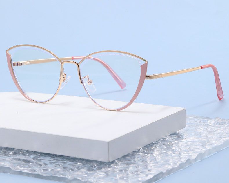 Spring Hinges Metal Frame Anti Blue Light Eyeglasses