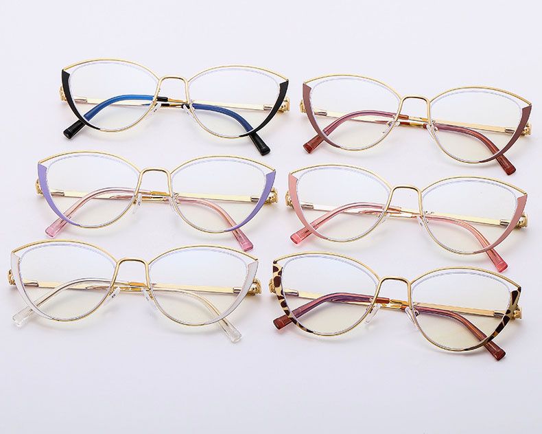 Spring Hinges Metal Frame Anti Blue Light Eyeglasses