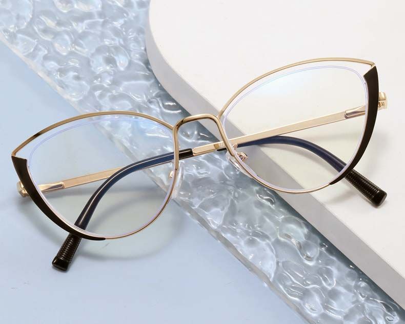 Spring Hinges Metal Frame Anti Blue Light Eyeglasses