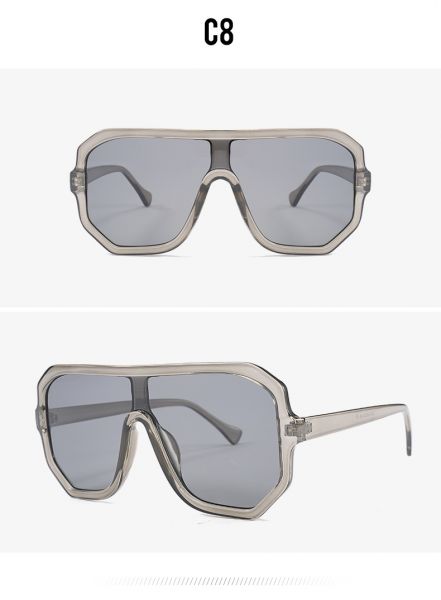 Oversized Square One Piece Shield Lens Luxury Aviator Sunglasses –